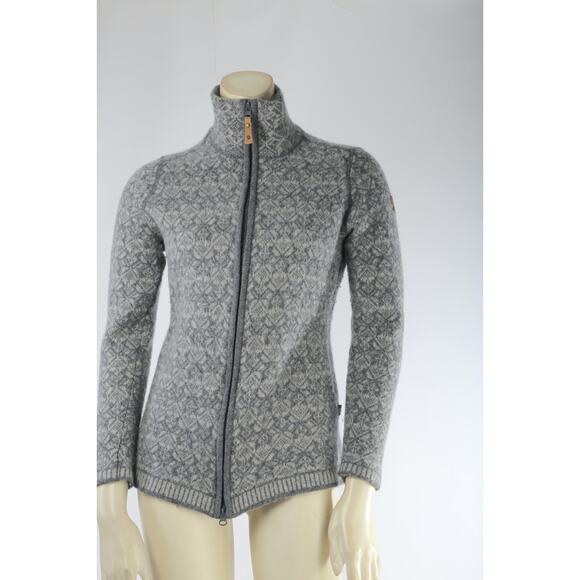 FJÄLLRÄVEN Gray Wool Snow Cardigan W Full Zip Sweater Women’s Size Small - Picture 3 of 15